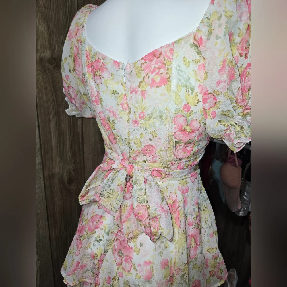 Floral Ruffle Dress (Ripped In Back) - Picture 2 of 3